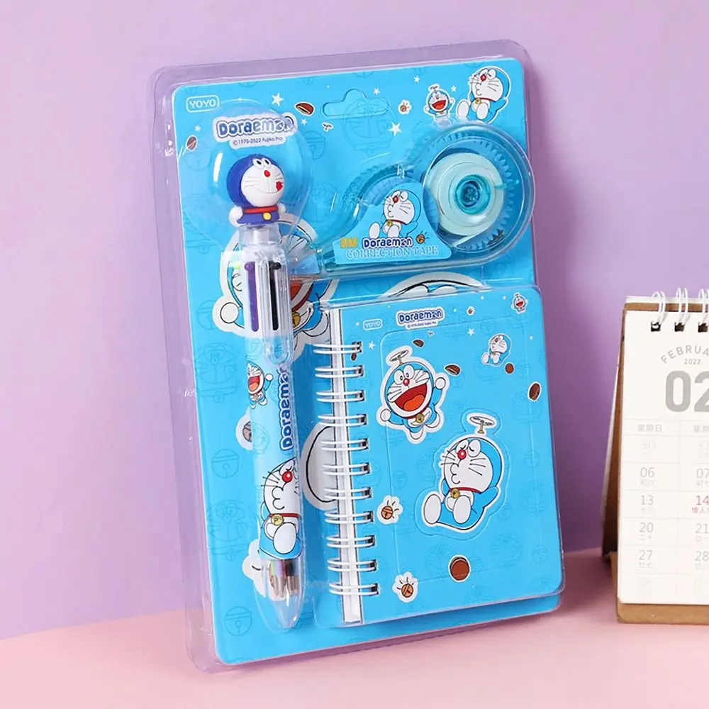 Cute 4 in 1 Stationery Set Ballpoint Pen Correction Tape School Supplies Notebook Cartoon Stationery Gift Set Student