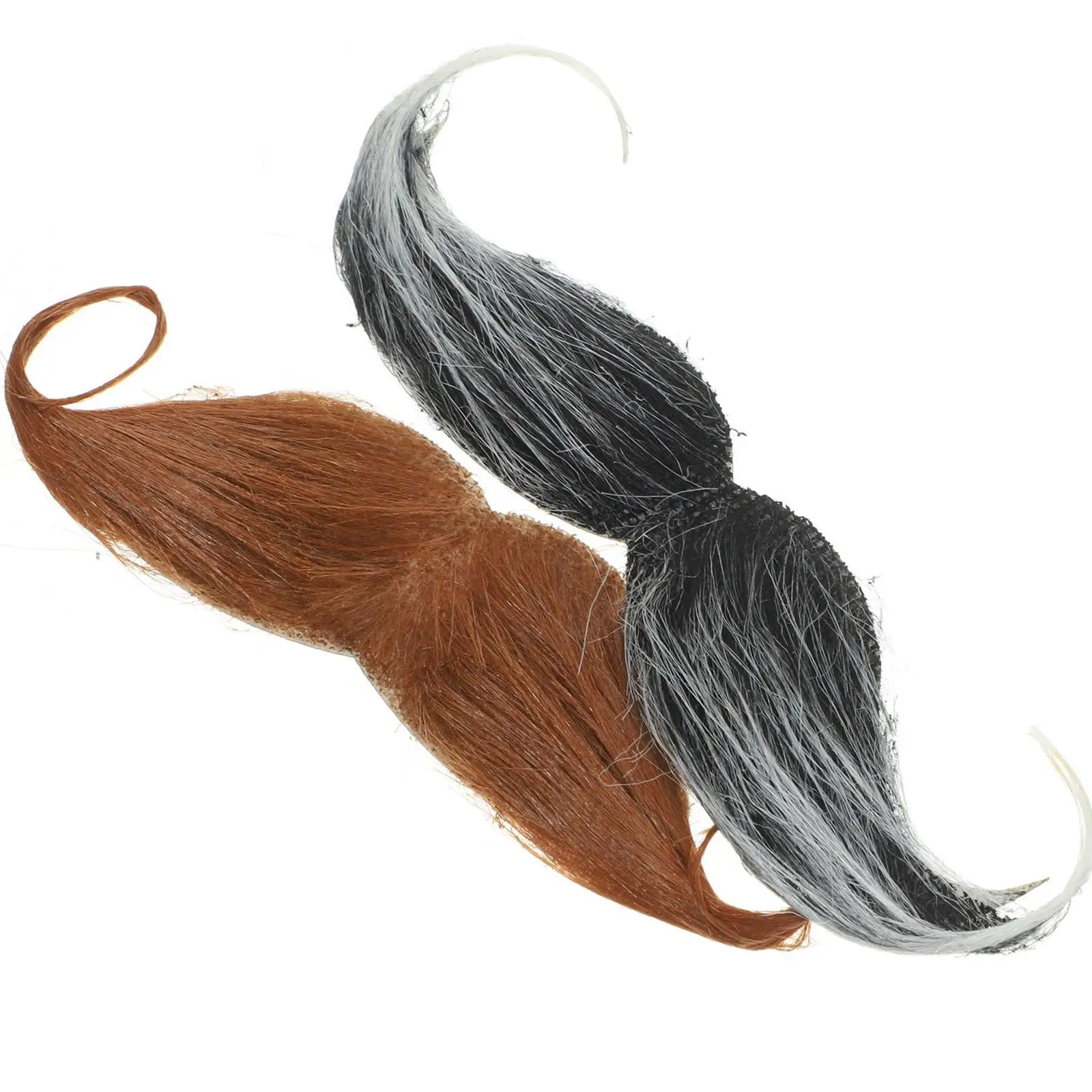 2x Fake Mustaches Self Adhesive False Facial Hair Costume Accessories Novelty Mustache for Pretend Play Masquerade Halloween Men