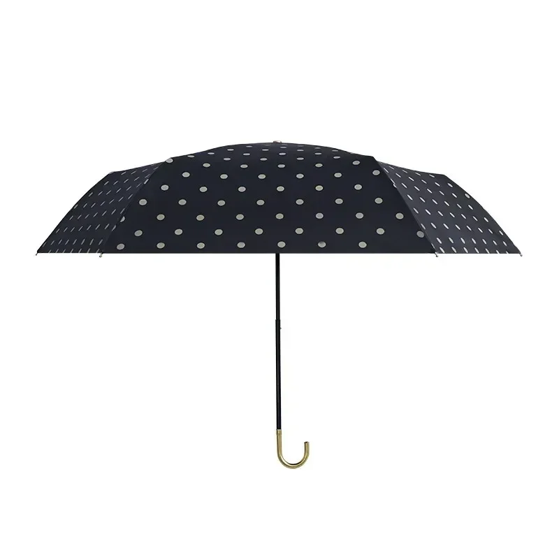 Vintage Polka Dot UV Folding Umbrella Rainproof Sun Rain Gear Compact Sunscreen Outdoor Travel Sun Protection Parasol Umbrella