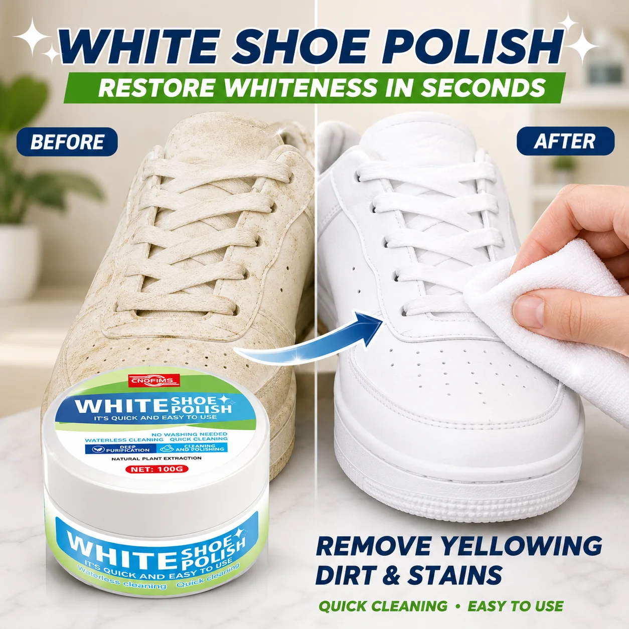 Sneaker Care Clean - White Shoe Cleaning Cream, Quick Dry