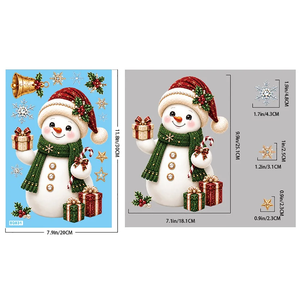 Electrostatic Merry Christmas Window Stickers Window Cling Cartoon Santa Holiday Window Decoration Waterproof