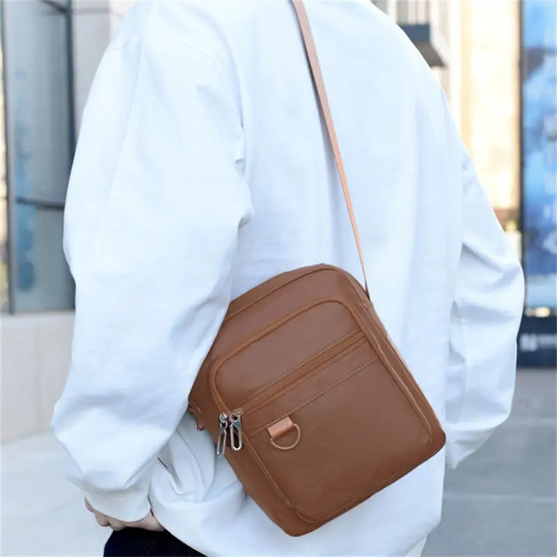 Mode hommes sac à bandoulière affaires en cuir PU sacs à bandoulière hommes solide sac de messager hommes sac à fermeture éclair sac décontracté
