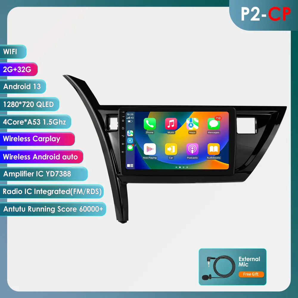 Hizpo 2 Din Android Auto Radio Voor Toyota Corolla Auris 2013 - 2016 Carplay 4G Auto Multimedia Gps 2din Autoradio 360 Camera Rds