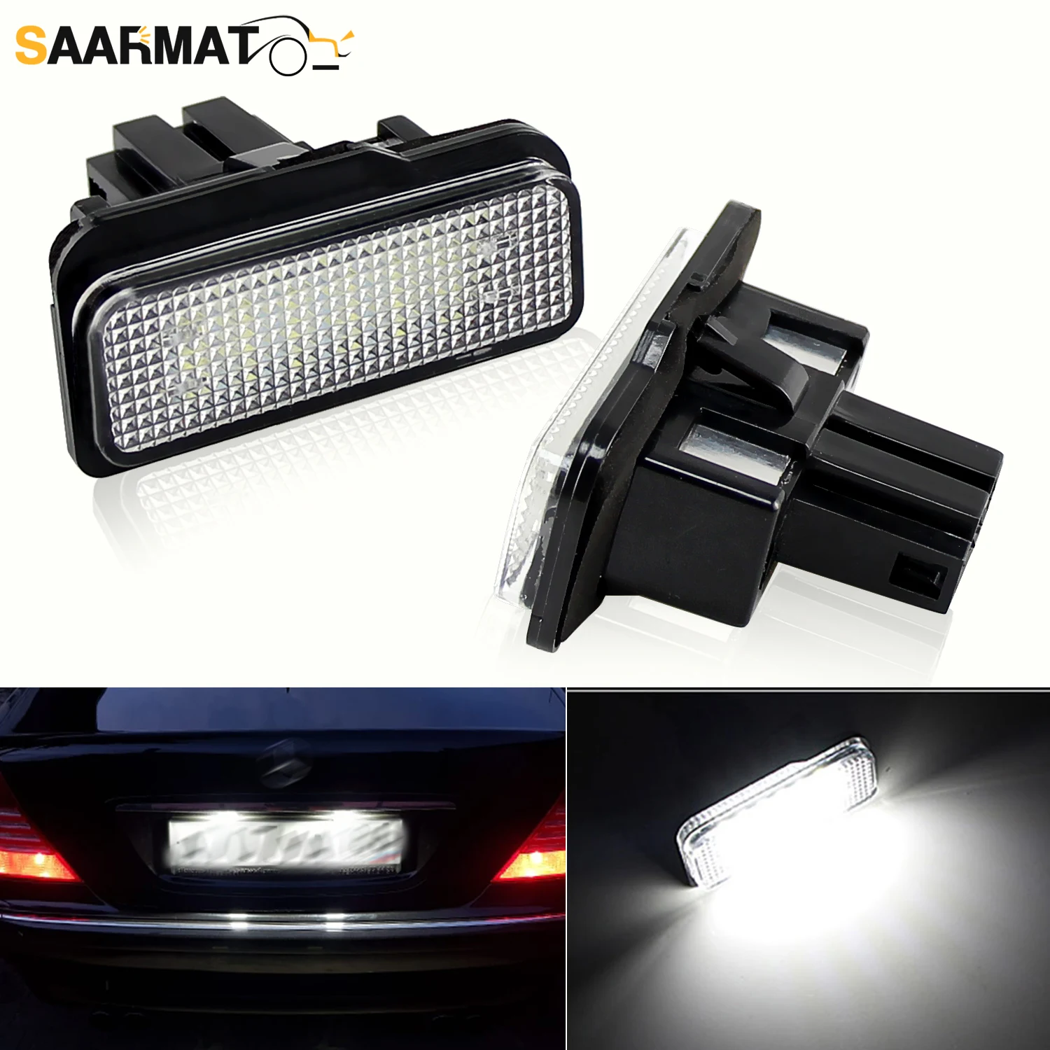 

2pcs Canbus LED Car License Number Plate Lamp Assembly Replacement For Mercedes Benz W203 R230 W209 C209 A209 SL CLK Class