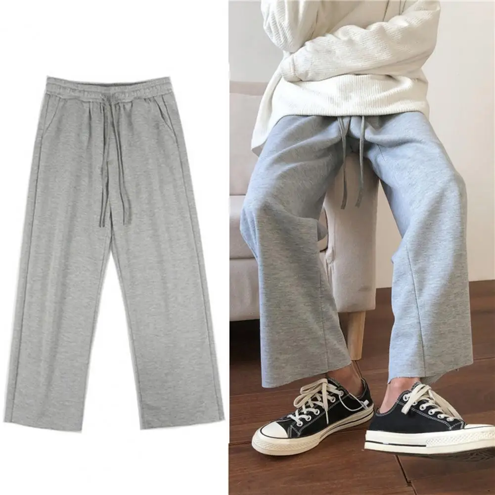 Men Pants Casual Wide Leg Pants Solid Color Loose Straight Trousers Autumn Vintage Men Jogger Sweatpants pantalones hombre