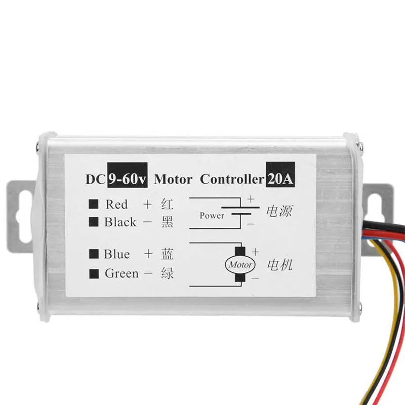 DC Motor Speed Controller 9-60V Forward/Reverse High Power PWM Control Switch Motor Speed Regulator DC 12V 24V 36V 48V 60V 20A