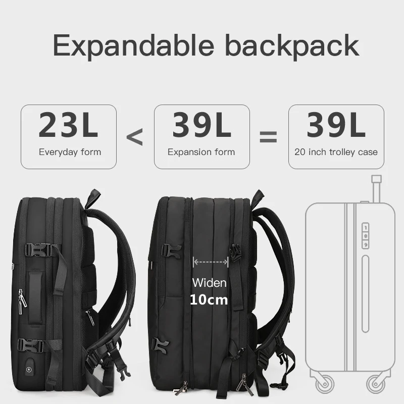 Mark Ryden Man Backpack Fit 17 Inch Laptop USB Charging Multi-layer Space Travel Bag Business Male Anti-Theft Mochila