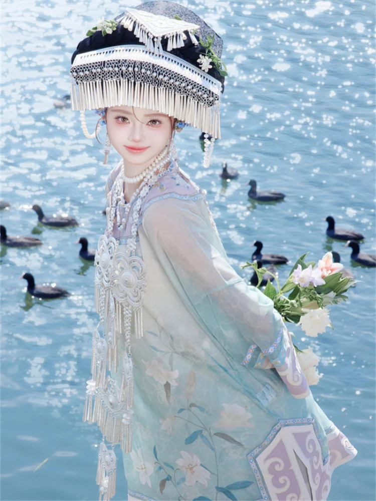 

New Ethnic Minori Women's Clothing New Sle Miao Minori Girl Travel Photoaphy Costume Phoenix Ancient Ci Photo oot