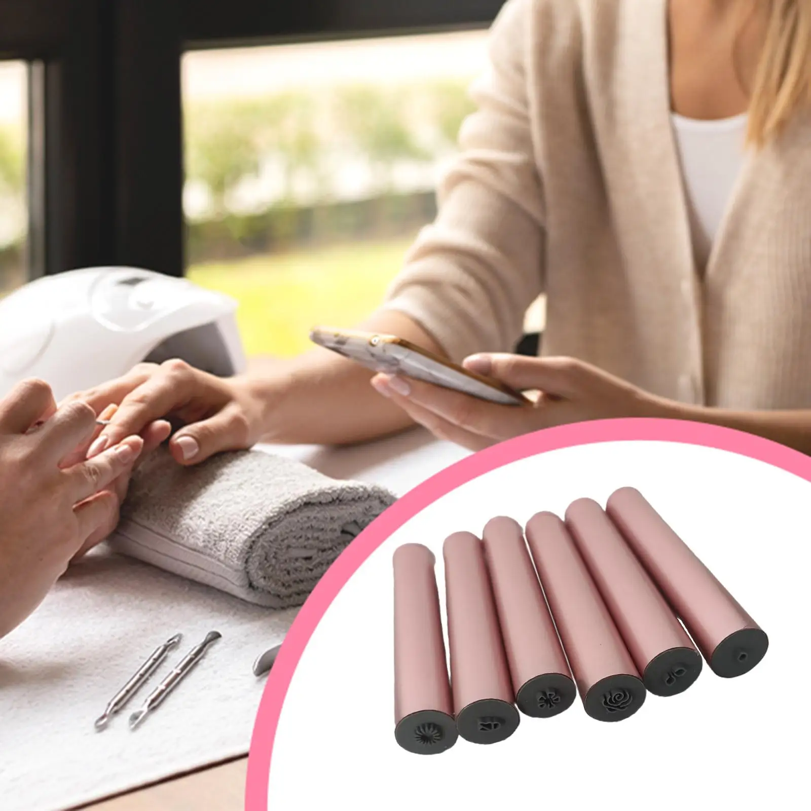 6 قطع من أقلام ختم فن الأظافر بأنماط مختلفة، مجموعة أدوات ختم فن الأظافر