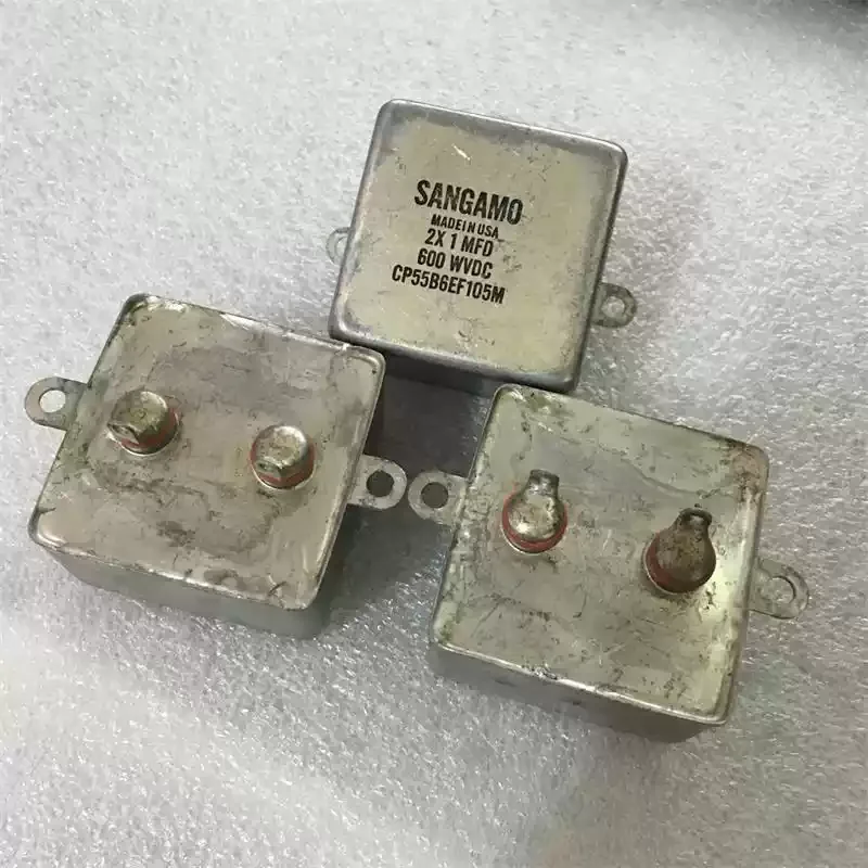 Antique American SANGAMO Sam 2X 1UF 600V Copper Shell Fever Gallbladder Machine Coupled Oil Immersed Capacitor