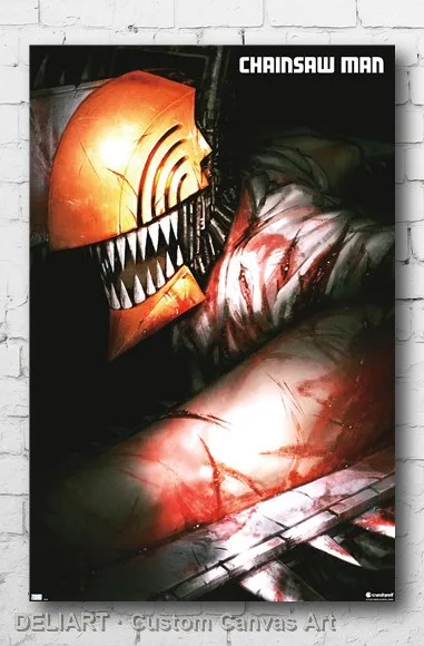 

CHAINSAW MAN - TEASER KEY ART Canvas Poster Custom Size Available Room Decoration Home Decor Wall
