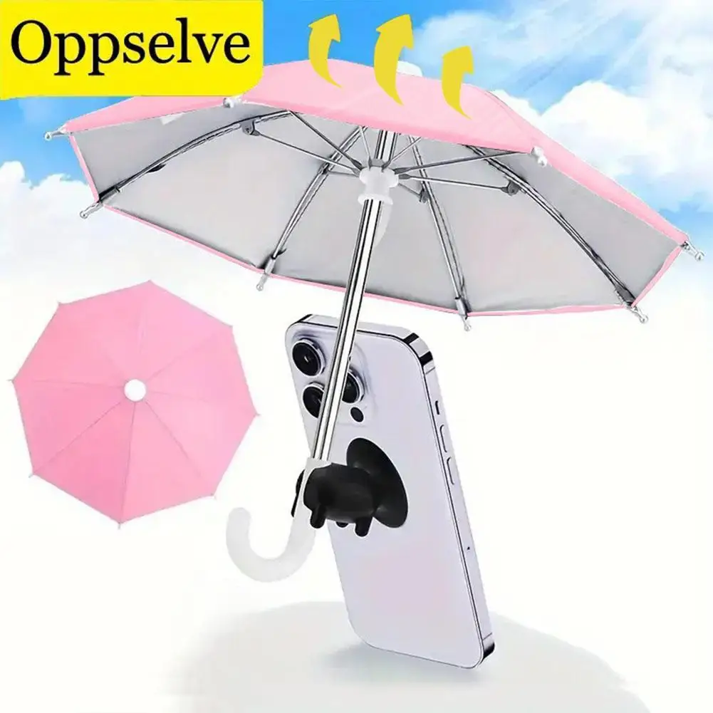 Parapluie de téléphone avec ventouse de poing, Protection UV universelle, Mini pare-soleil coupe-vent, accessoires de téléphone portable