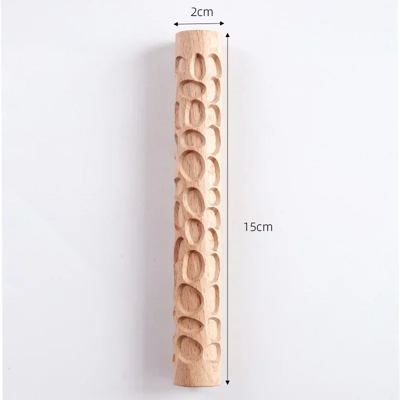 Wooden Texture Rolling Pin Ceramic Pottery Art Embossed Rod Flower Pattern Mud Roll Roll Reliefs DIY Clay Craft Tool