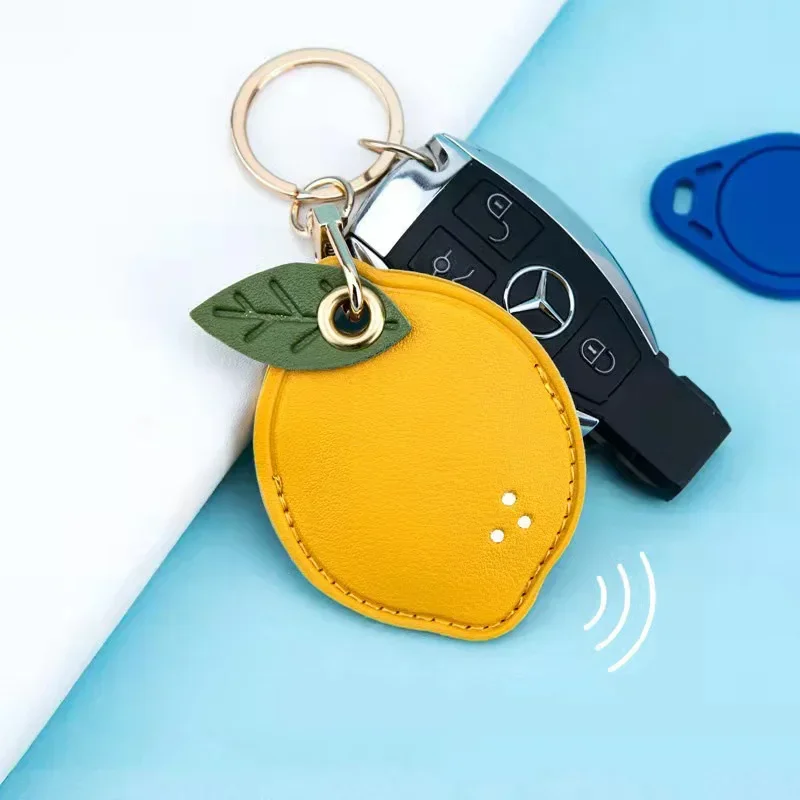 Cute Strawberry Keychain Lemon Entrance Guard Card Cover PU Leather Bag and Car Keys Pendant GPS Anti-lost Pet Collar Accessory