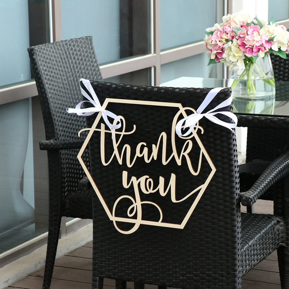 

Wooden Hexagon Thank You Sign Wedding Photo Prop Premium Material Chic Wedding Decoration Thank You Wooden Sign