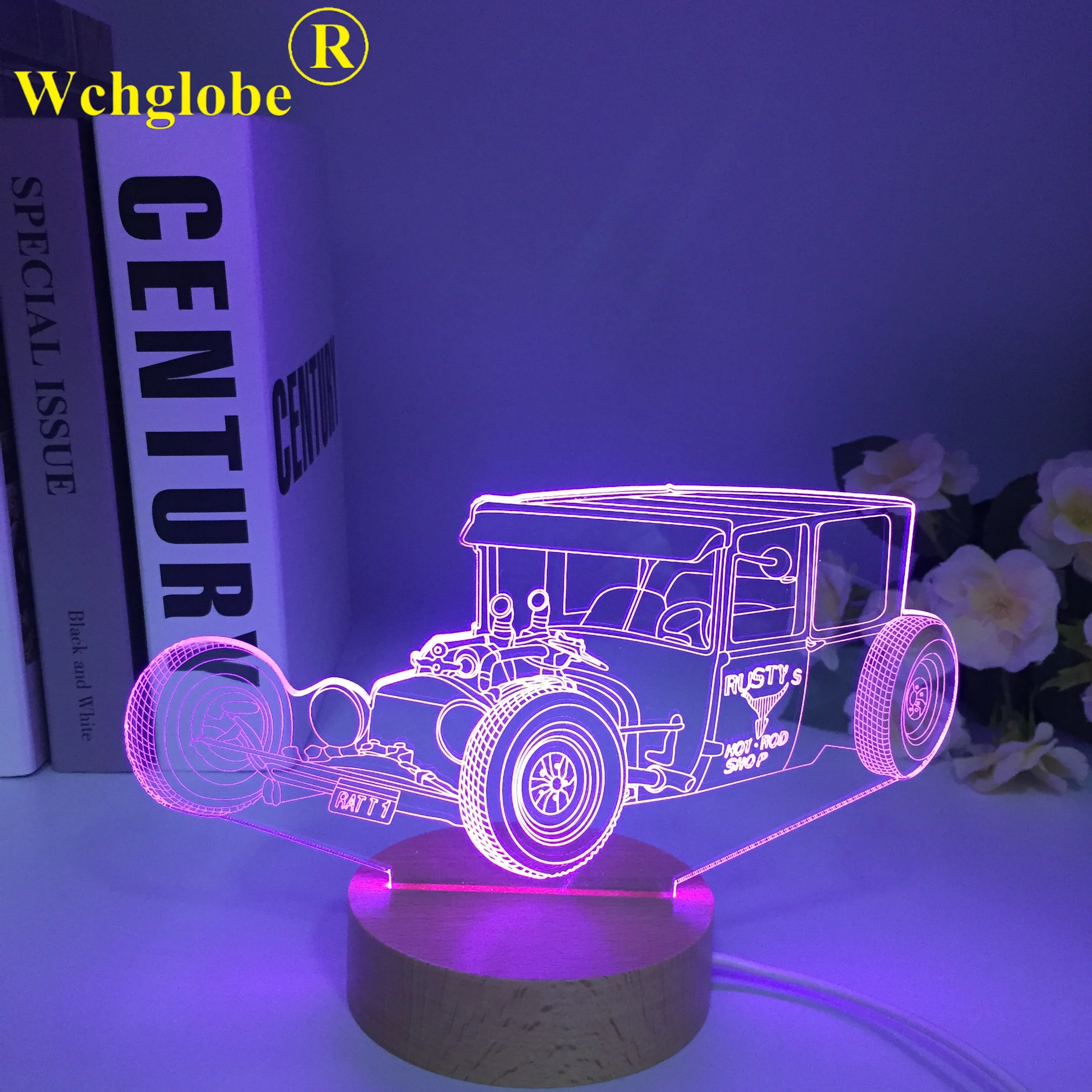 3d Led Wooden Vintage Car 2cv 3d Illusion Led Night Light for Home Decoration Child Adult Office Decor Light Cool Classic Car