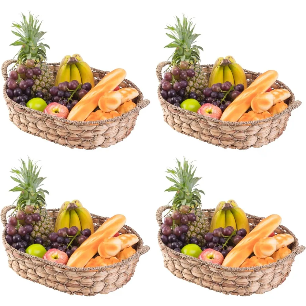 

Seagrass Fruit Bread Basket Tray with Handles (Set of 4 Large)