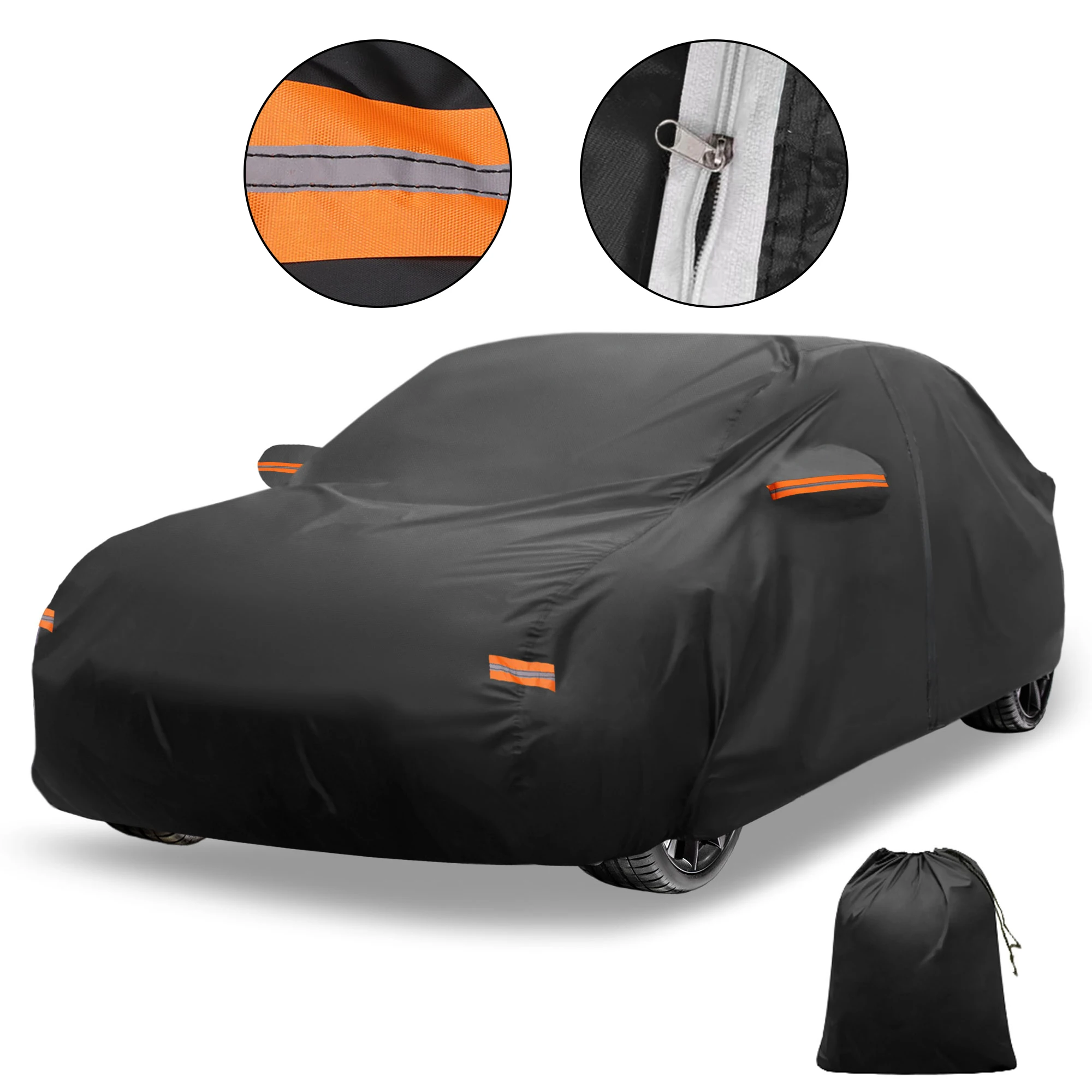 

Motoforti Car Cover Outdoor Waterproof Sun Rain Hail Protection with Left Side Door Zipper 210D-PU for Toyota Crown Sedan