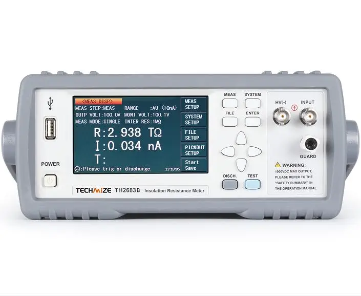 

TH2683 Series Insulation Resistance Meter Test Voltage: 1V-1000V Test Resistance Range: 100KΩ-10TΩ