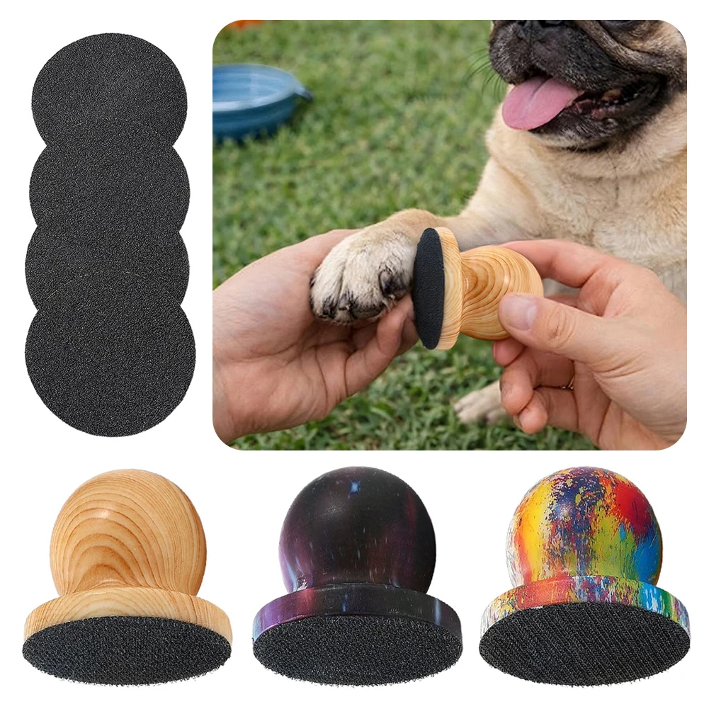 Dog Nail File Board Wood Handle with 4pcs Replaceable Sandpaper Trimming Round Nail Grinder for Cats Dogs Paw Nail Care Tools
