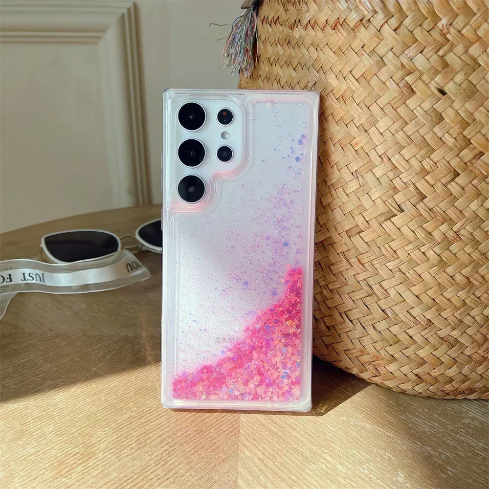 Серебристый чехол Bling Glitter для Samsung S20 S21 FE S22 S23 Note20 Ultra Note10 Plus A72 A73 A52 A14 Мягкий чехол из ТПУ с зыбучим песком