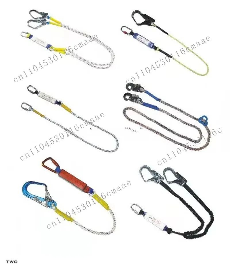 

1.8m 2m Polyester Safety Work Positioning Belt Lanyard Rope with Hook Carabiners