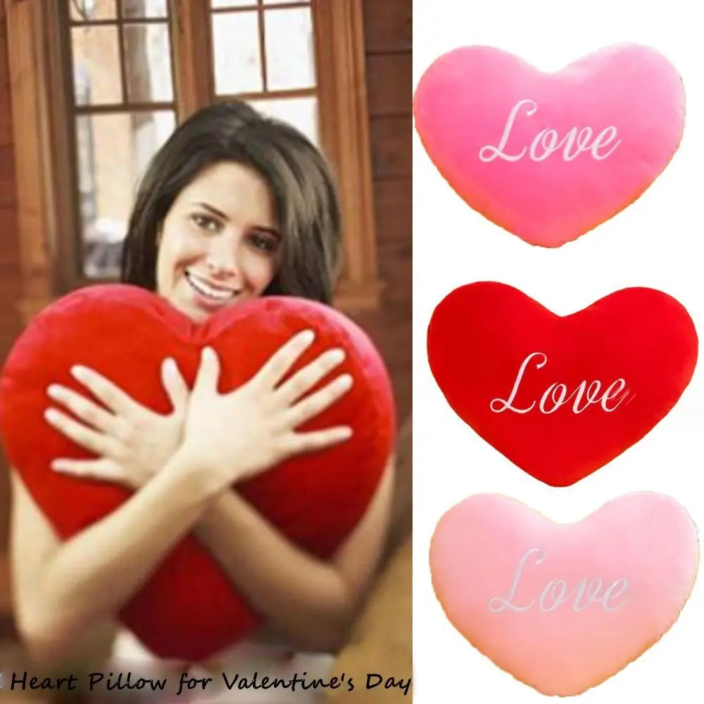 Heart Shape Heart Plush Pillow New Home Decorative Valentines Day Stuffed Pillow for Birthday Red Color Soft Pillow