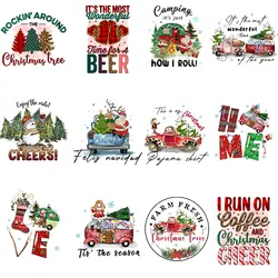 12Pcs Christmas Lron-On Transfer Stickers,Vinyl Heat Transfer Patches For DIY Couple Clothing Backpack Hat Craft Supplies