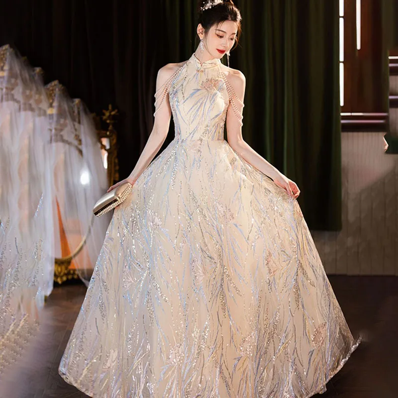 

Y2K Evening Dresses Women's Dress 2025 New Toasting Dress Bride New Chinese High-End Light Luxury Long Chic Birthday Party Dress