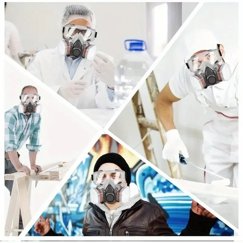 Reusable Safety Glasses/Half Face 6200 Spraying Mask with Filters- Ideal for Dust Resin Sanding Polishing