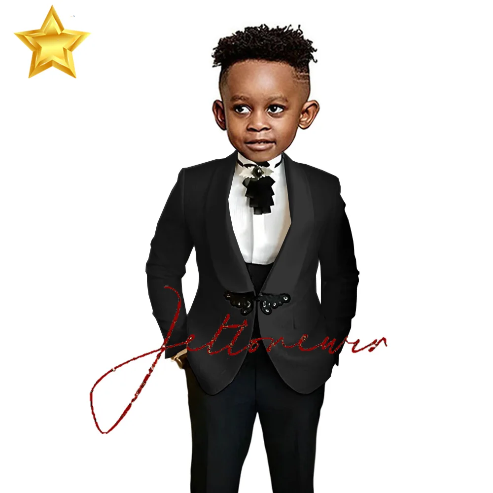 Ivory Suit For Boys Kids Wedding Tuxedo Formal Floral Jacket Set 2Piece Shawl Lapel Blazer Pants Fashion Child Costume