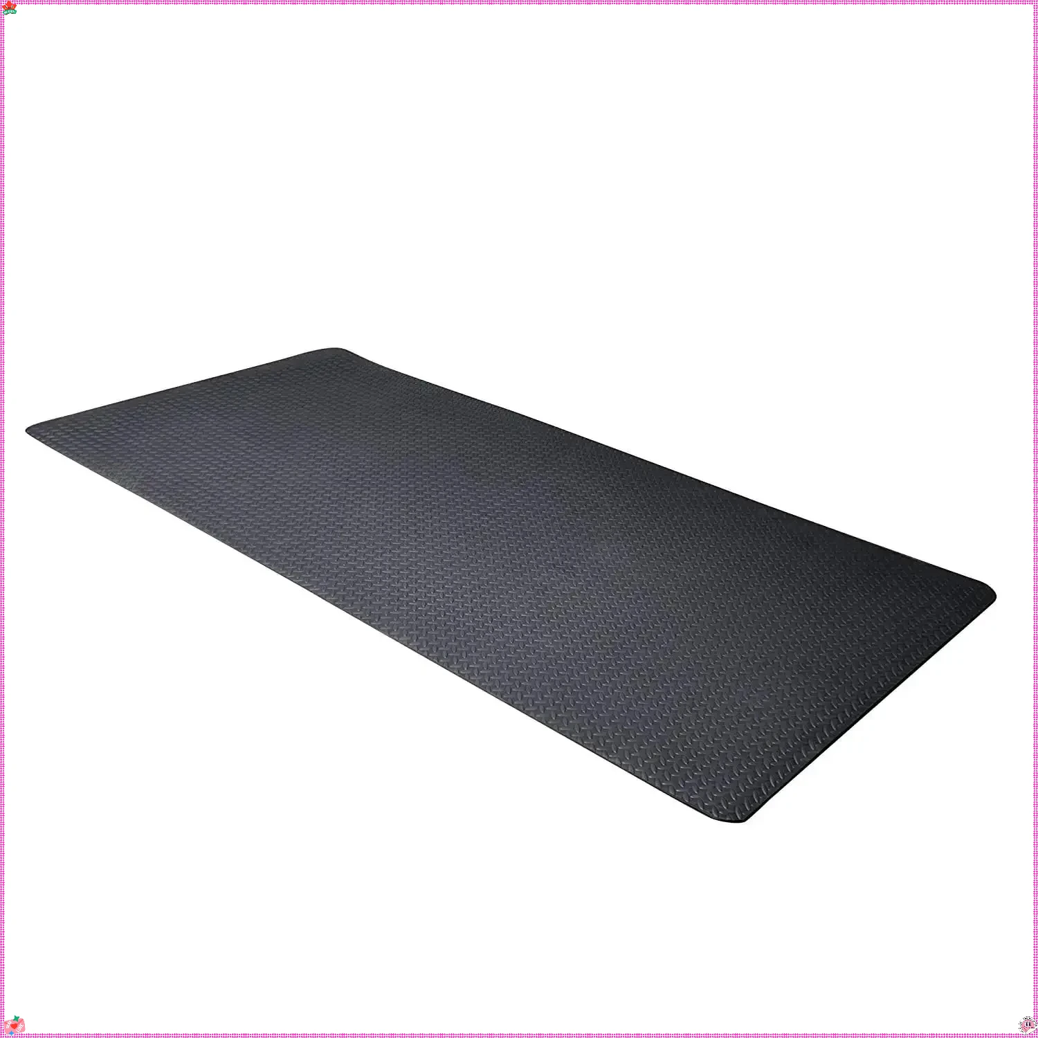 سجادة تمارين إسفنجية EVA مضادة للميكروبات باللون الأسود مقاس 7 مم 46 × 9 بوصة، سجادة لياقة بدنية لحماية صالة الألعاب الرياضية المنزلية والتمرين