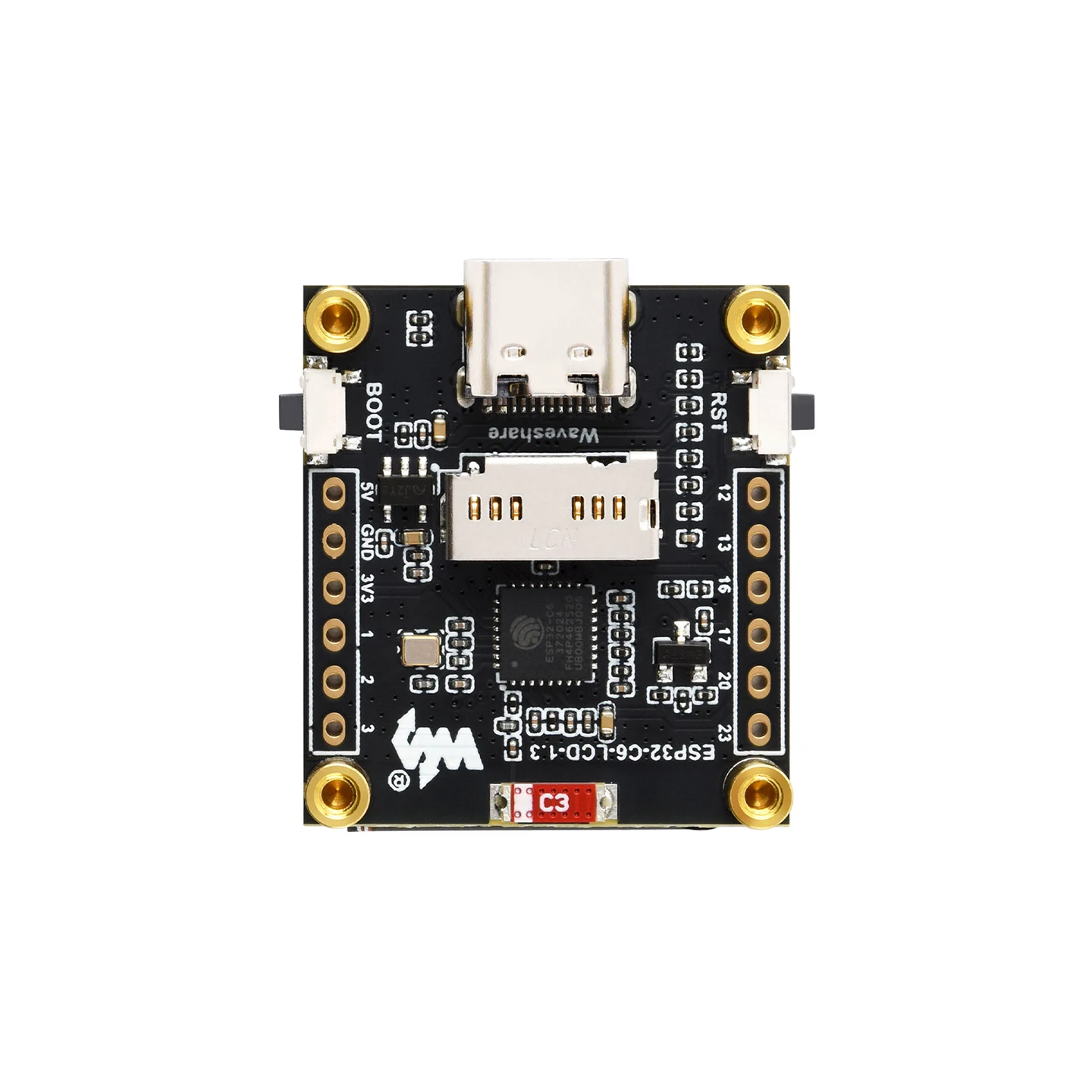 Fotografia 7: Placa de Desenvolvimento Waveshare ESP32-C6 com Display LCD de 1.3 polegadas 240×240, Processo de Imersão em Ouro, Processador RISC-V de 32 bits de Alto Desempenho