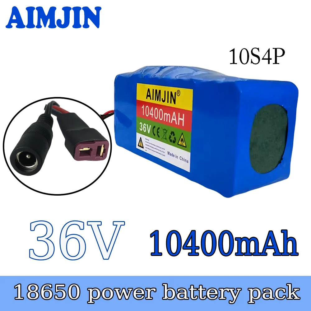 36V Battery 10.4Ah real capacity 10S4P XT60 18650 Lithium ion Battery Pack 500W 1000W For 42V E-bk BMS 2A Charger