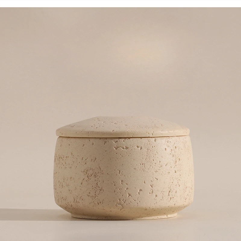 Wabi-sabi Wind Tunnel stone desktop storage box living room coffee table snack candy jar Jewelry with lid