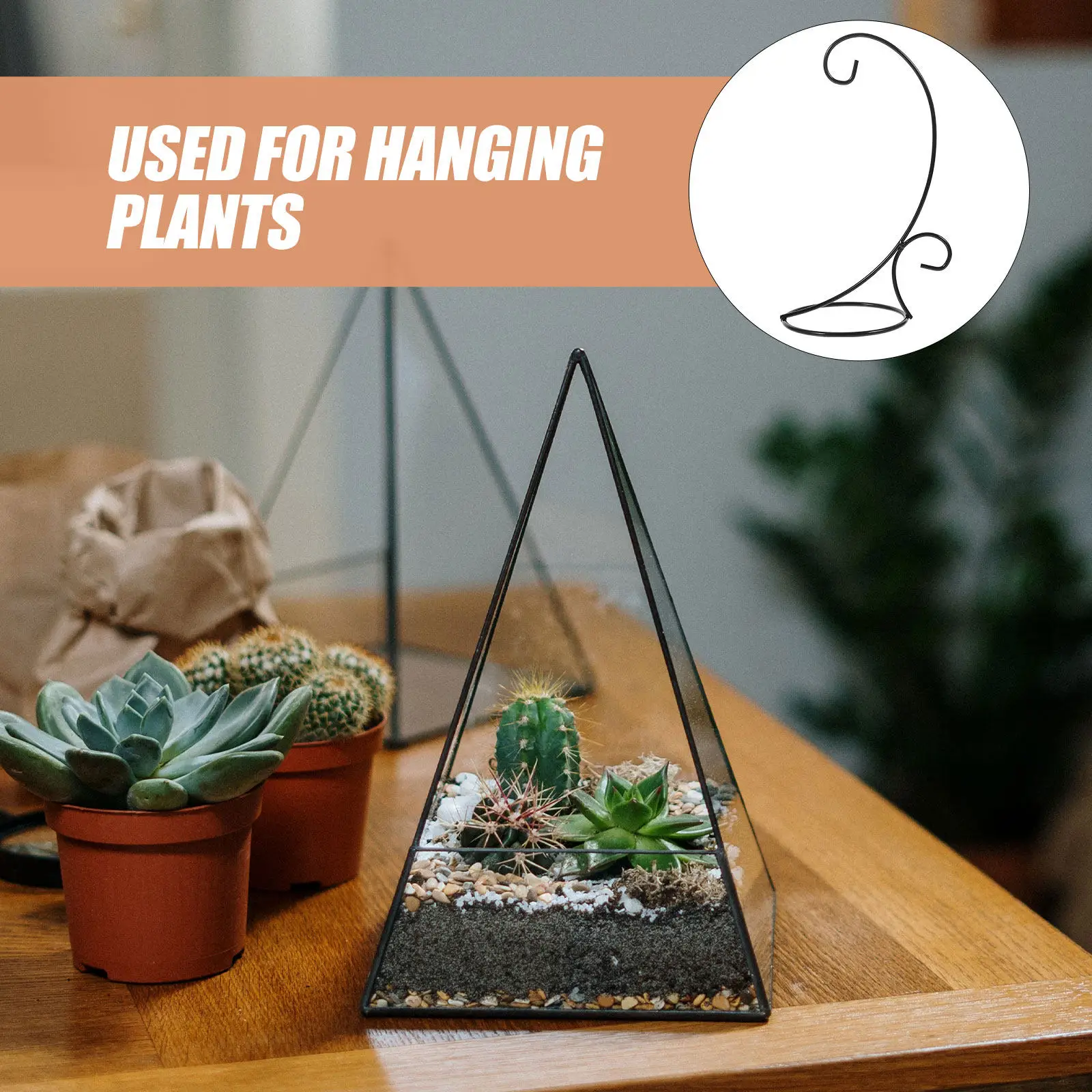 2Pcs Iron Hanging Ornament Display Stand for Glass Bottle Terrarium Air Planter Holder Stable Sturdy Metal Flower Pot Rack Home