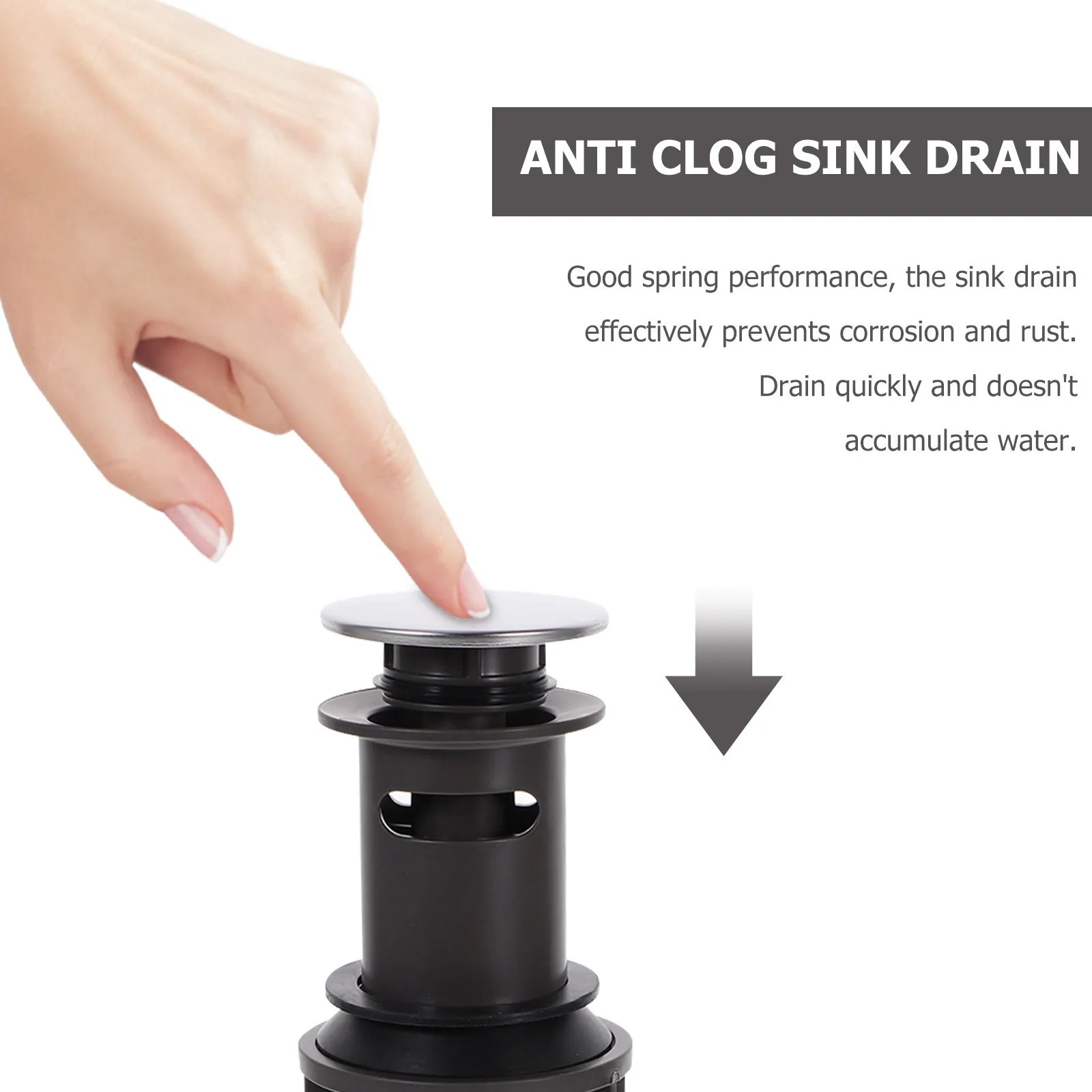 

Pop Up Drain Assembly Premium ABS Material Modern Round Design for Bathroom Sink with Overflow Easy to Install Anti Clog Vessel