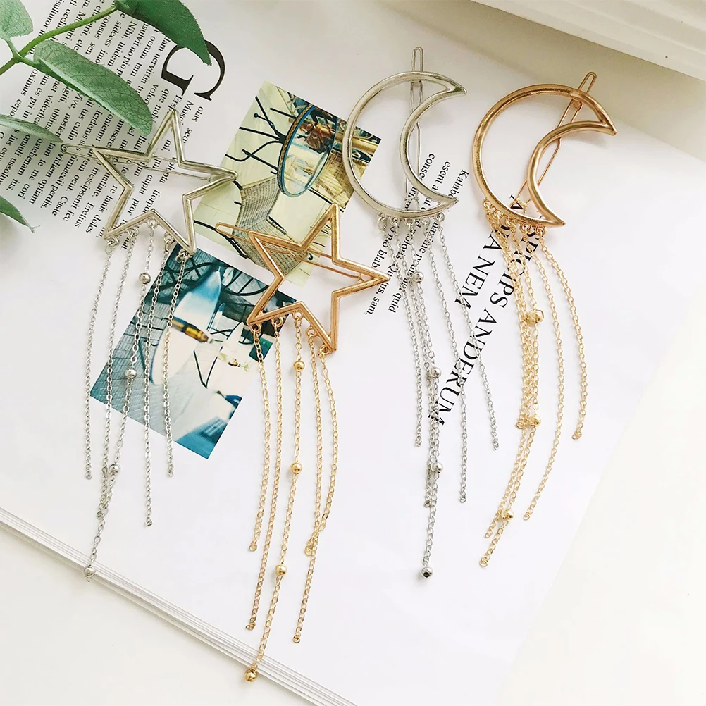 

2 Pcs Hair Clips Tassel Women Girls Metal Party Accessories Fancy Hairpin Barrettes Festival Costume Holders