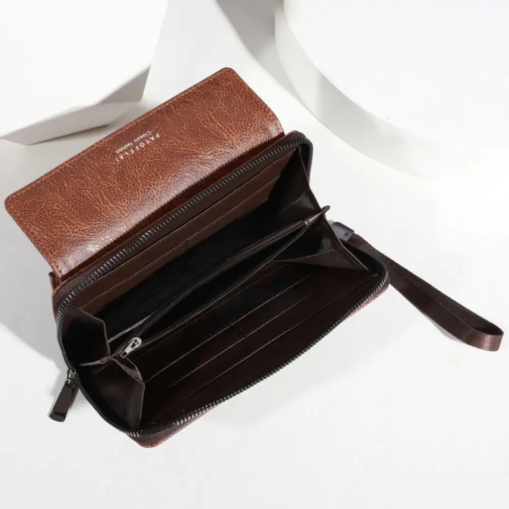 New Zipper Long Wallet PU Large Capacity Clutch Bag Multi Card Double Layer Card Holder Gift