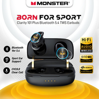 Monster Clarity 101 Plus TWS Wireless Earbuds Sports Bluetooth 5.4 Earphone IPX5 Waterproof HD Call Bluetooth Headphone with Mic