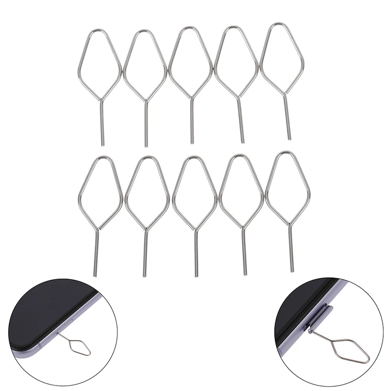 New! 10Pcs Universal Metal Phone Sim Card Tray Pin Eject Removal Tools Needle Opener Needle Opener Ejector - view 2