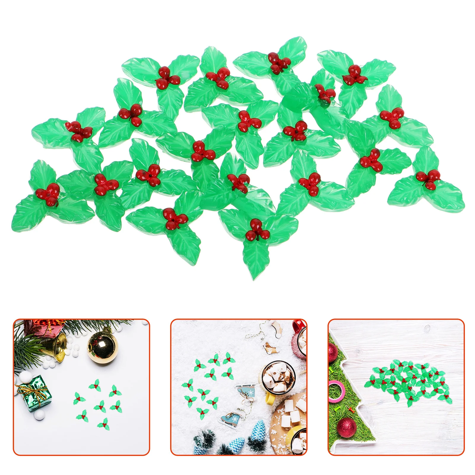 

20pcs Christmas Fruit Ornaments Mini Holly Berry Leaves Elegant Craft Accents Holiday Diy Decor Wreath Making Supplies Festive