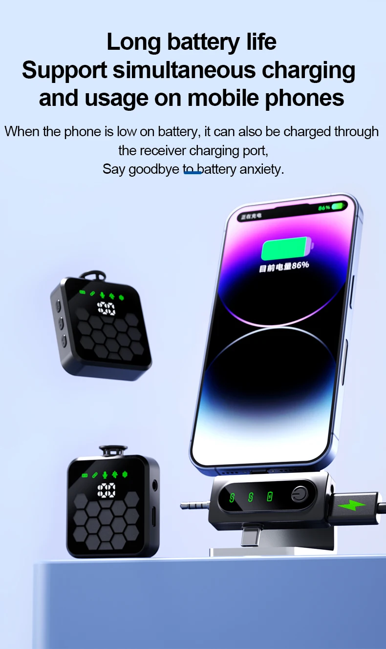 ميكروفون آيفون اللاسلكي الأصلي، ميكروفون Android Vlog لتقليل الضوضاء، يستخدم لتسجيل مقاطع الفيديو المباشرة للمقابلة