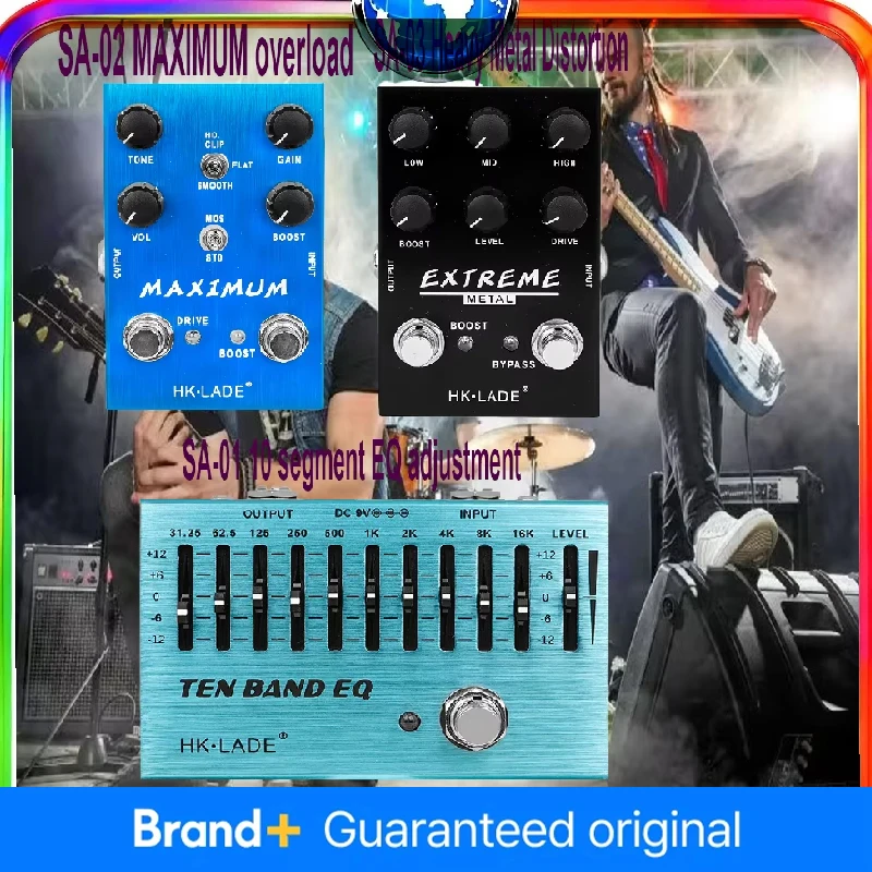 

HK·LADE Guitar Effect Pedal 10 Band EQ Equalizer/MaxImum Overdrive/Extreme Metal Distortion Electric Guitar Bass Pedal True Byp