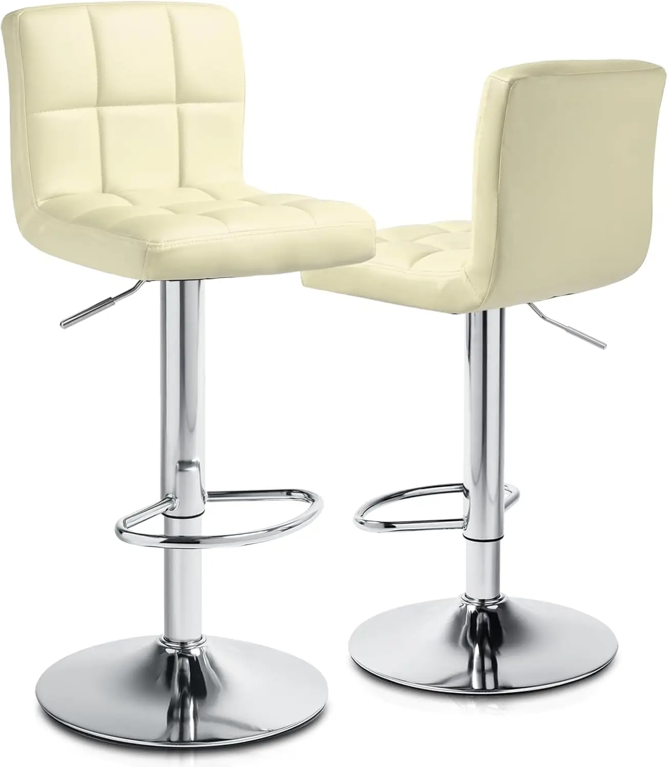 

Bar Stools Set Of 2, Pu Leather Counter Height Barstools Arml Adjustable Swivel Bar Chairs With High Ba For Home Kitchen Pub,