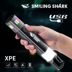 SMILING SHARK Outdoor Flashlight Strong Light Variable Focus with Floodlight Side Lights Mini Flashlight Lamp High Brightness