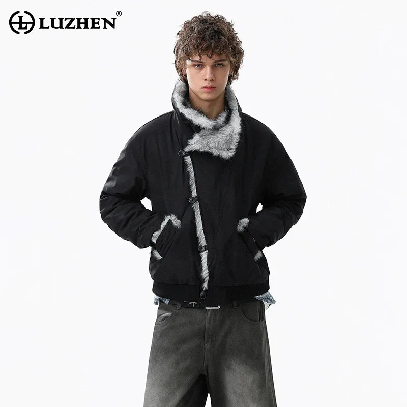 

LUZHEN 2025 зимняя стильная утепленная теплая парка с подкладкой из искусственного меха, мужская модная элегантная красивая одежда с перекрестной планкой JY5178
