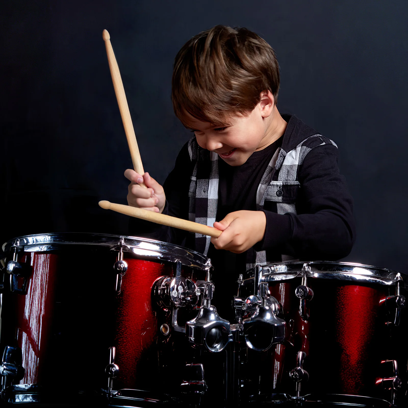 

2Pairs Maple Drumsticks Children's Wooden Drum Sticks Smooth Handmade Comfortable Size Designed for Percussion Performance