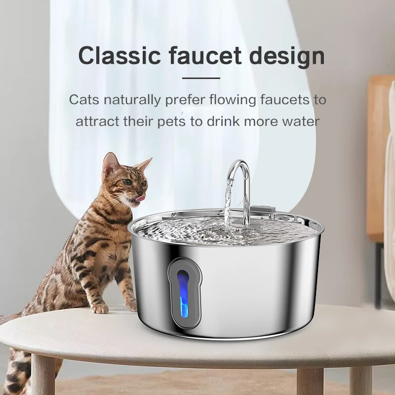 Automatic Cat Water Fountain for Pet Cats Dog 4.0L Stainless Steel Dispenser With Replacement Filter Indoor Drinking Feeding