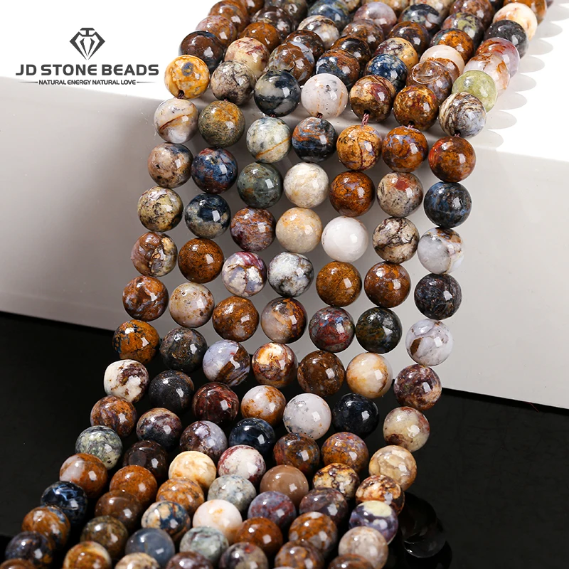 Natural Peter Stone Beads Round Loose Spacer 4 6 8 10mm For Jewelry Making Diy Necklace Bracelet Accessory Findings 15" Inch